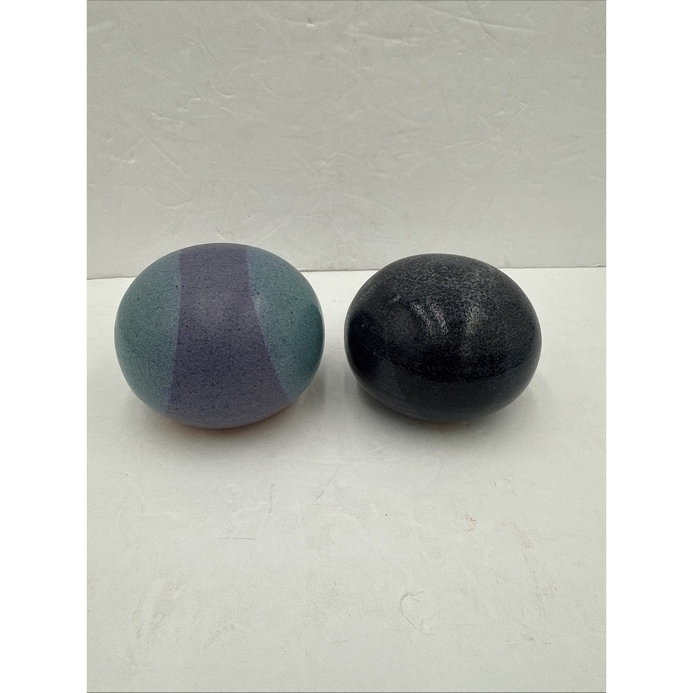 Signed Fraser Studio Pottery Rattle Vessels Ceramic Shaker Art Pair Of 2